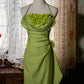 Robe de soirée longue dos nu à fleurs délicates et brillantes, jaune/vert/bordeaux, robe de fête d'anniversaire gh3385