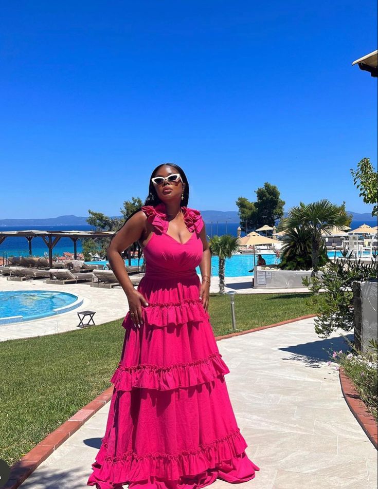 Rosa/Gelb V-Ausschnitt Mode Elegante Lange Chiffon Ballkleid Abendkleid Garten Party Kleid gh3251