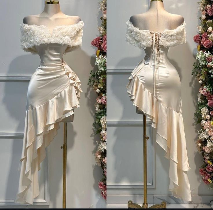 Girlhomeshops--Homecoming dress with ruffled short satin gh5510