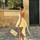Girlhomeshops-Yellow fashion sweet backless elegant short satin homecoming dress birthday dress gh5268