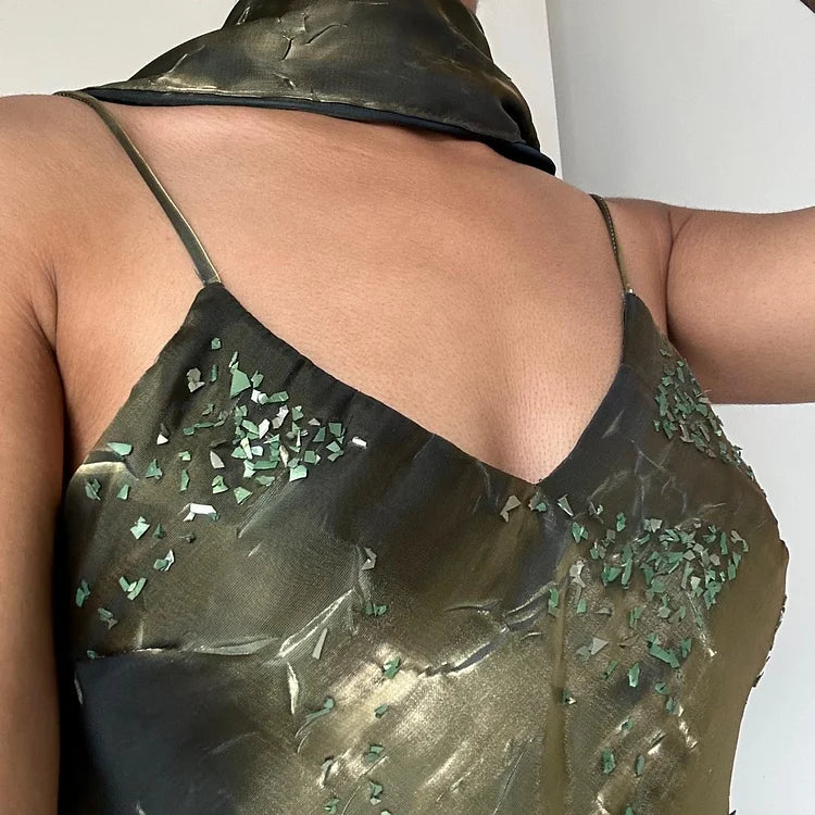 Green Elegant Exquisite Beaded Long Chiffon Ball Gown Evening Gown Party Dress gh4235