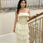 White Vintage Fashion A-line Off-shoulder Long Chiffon tulle Tiered Ruffle Ball Gown Evening Dress Party Dress Prom Dress gh3658