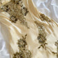 Robe de soirée longue en satin couleur champagne, magnifique, exquise, en dentelle perlée, bretelles spaghetti, robe de bal, robe de soirée gh3511