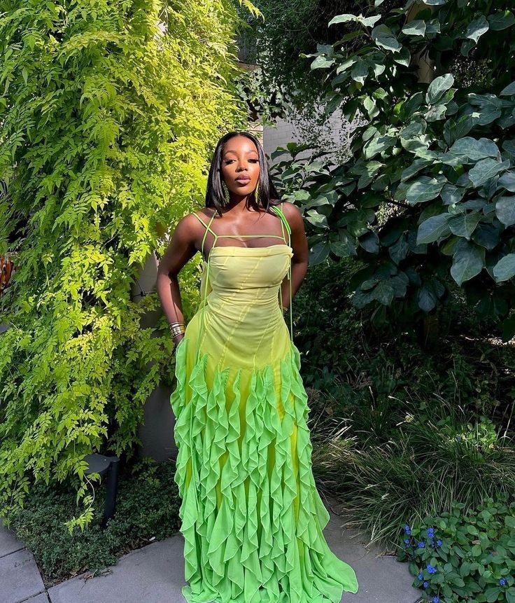 Rosa/Orange/Grün Gradient Spaghetti-trägern Mode Elegante Lange Rüschen Chiffon Ballkleid Abendkleid Party Kleid gh3252