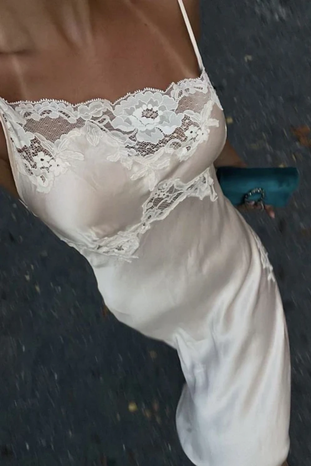 Girlhomeshops--Light pink sexy elegant lace long slit prom dress party dress gh5506