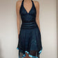 Blue shiny fashion strappy short chiffon ball gown, homecoming dress, party dress gh3509