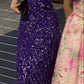 Purple Gorgeous Shiny Elegant Fashion Spaghetti Strap Long Sequined Ball Gown Evening Dress Party Dress Prom Dress gh3788