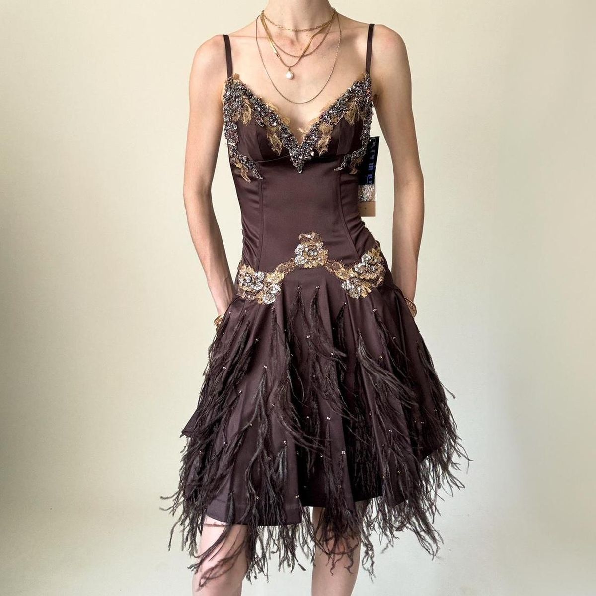 Girlhomeshops-Brown Beaded Floral Short Satin Homecoming Dress Birthday Party Dress gh5085