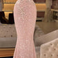 Rosa Glitzer Exquisite Perlen Elegante Lange Pailletten Meerjungfrau Slim Fit Ballkleid Abendkleid Partykleidgh3254