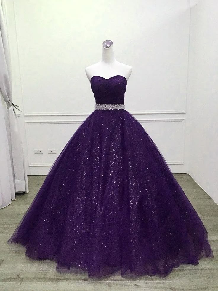 Royal blue/Purple gorgeous shiny exquisite beaded A-line long tulle ball gown evening dress gh3558