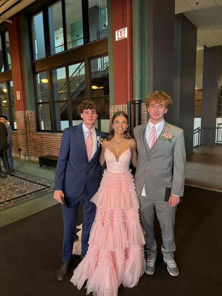 Pink sweet fashion V-neck elegant long tulle floor-length trailing ball gown evening dress prom dress gh3791