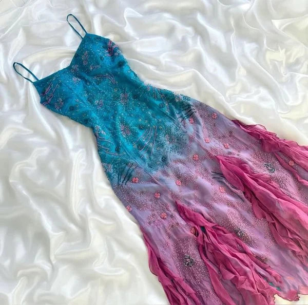 girlhomeshops--Mid-Length Short Homecoming Dress Blue Pink Purple Fashion Gradient Fairy Dress Soft Girl Romantic Dress Weekend Date Party Dress Popular Dress gh5656