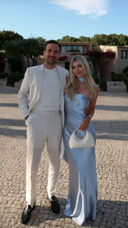 Light Blue Simple Elegant Fashion Long Satin Prom Dress Evening Dress Wedding Guest Party Dress gh3631