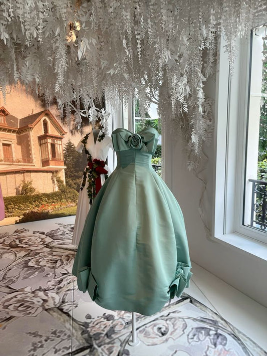 girlhomeshops--Green Tube Top Mid-Length Homecoming Dress Hoco Dresses gh5621