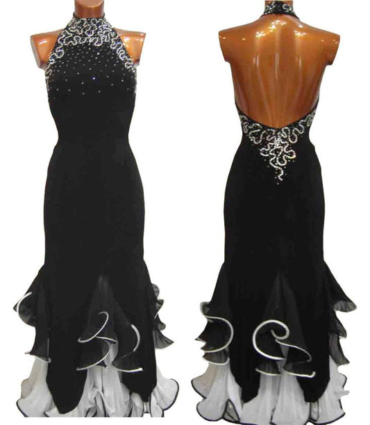 Robe de soirée longue élégante à perles noires gh4228