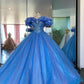 Blue gorgeous shiny elegant sweet long tulle ball gown evening dress adult ceremony dress gh3537