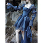 Blue ruffle short tulle homecoming dress prom dress birthday party dress gh4916