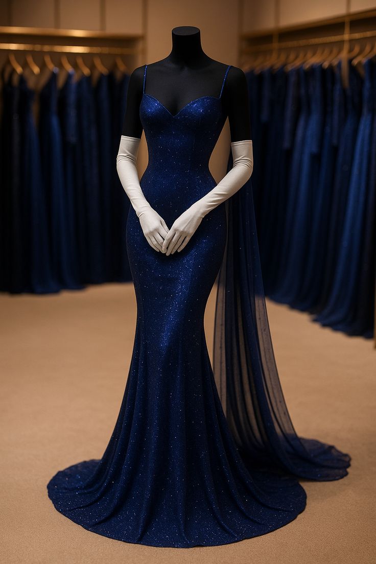 Girlhomeshops - Blaues, glänzendes, elegantes, langes, herzförmiger Ausschnitt aus Satintüll, Ballkleid, Abendkleid gh5406