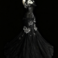 girlhomeshops-Evening dress Black mermaid-inspired floral gown, uniquely elegant dark mermaid long tulle ball gown/evening dress. gh6138