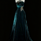 girlhomeshops-Teal Velvet Beaded Strapless Sleeveless Floor-Length Gothic Gown gh6318
