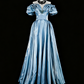 girlhomeshops-Elegant long satin formal ball gown in blue gh6136
