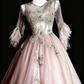 girlhomeshops-Pink, Gorgeous, Delicate Lace And Beaded Long Prom Dress gh6282