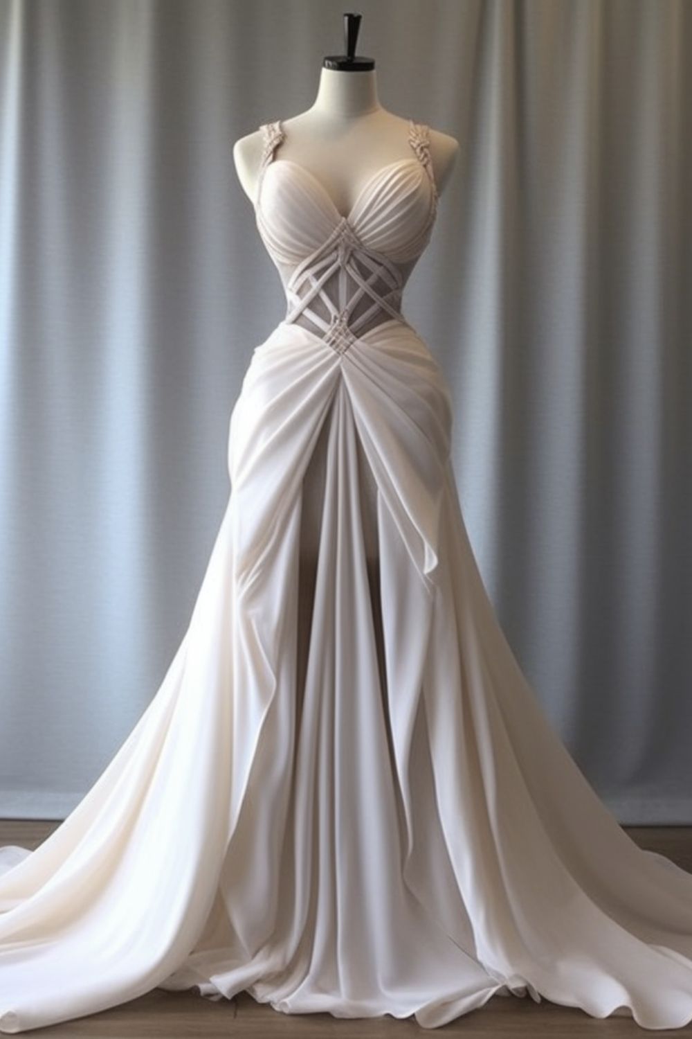 Robe de mariée longue en satin ivoire, élégante et tendance, gh4957