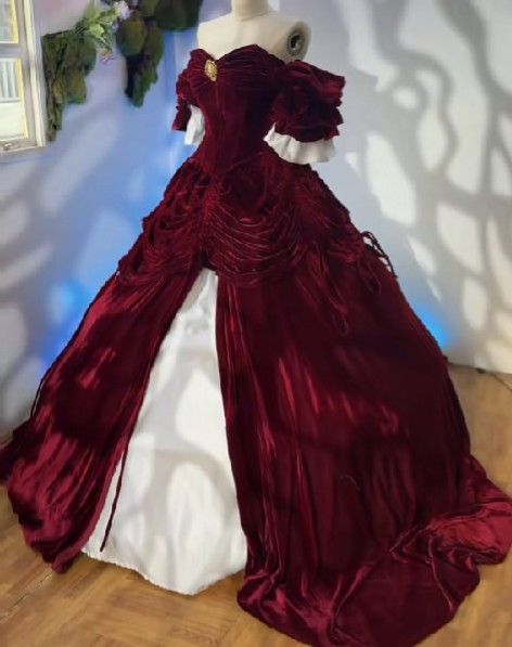girlhomeshops-Burgundy floor-length ball gown gh6154