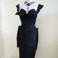 girlhomeshops--Black Simple Fashion Sweetheart Collar Short Satin Homecoming Dress gh5642