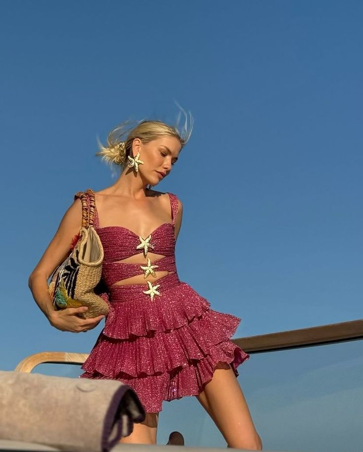 Pink Fashion Shiny Cute Ruffle Short Chiffon Homecoming Dress Birthday Holiday Party Dress gh4849