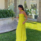 Yellow fashion elegant long chiffon ball gown evening dress wedding guest party dress gh3430