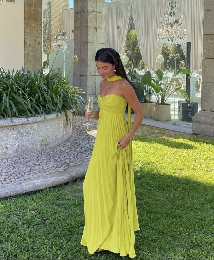 Yellow fashion elegant long chiffon ball gown evening dress wedding guest party dress gh3430