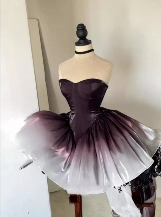 Purple Fashion Gradient Ruffle Short Tulle Homecoming Dress Prom Dress Birthday Party Dress gh4918