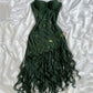 Girlhomeshops-Dark green chiffon short/long ruffled homecoming dress prom dress formal evening dress gh5137