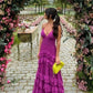 Purple New Fashion V-neck Spaghetti Strap Long Ruffle Chiffon Ball Gown Evening Dress Wedding Guest Dress gh3482