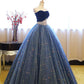 Robe de soirée longue en tulle floral bleu brillant, douce, mignonne, charmante, exquise, ligne A, robe de bal, robe de cérémonie pour adulte de 16 ans, gh3554