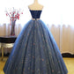 Robe de soirée longue en tulle floral bleu brillant, douce, mignonne, charmante, exquise, ligne A, robe de bal, robe de cérémonie pour adulte de 16 ans, gh3554