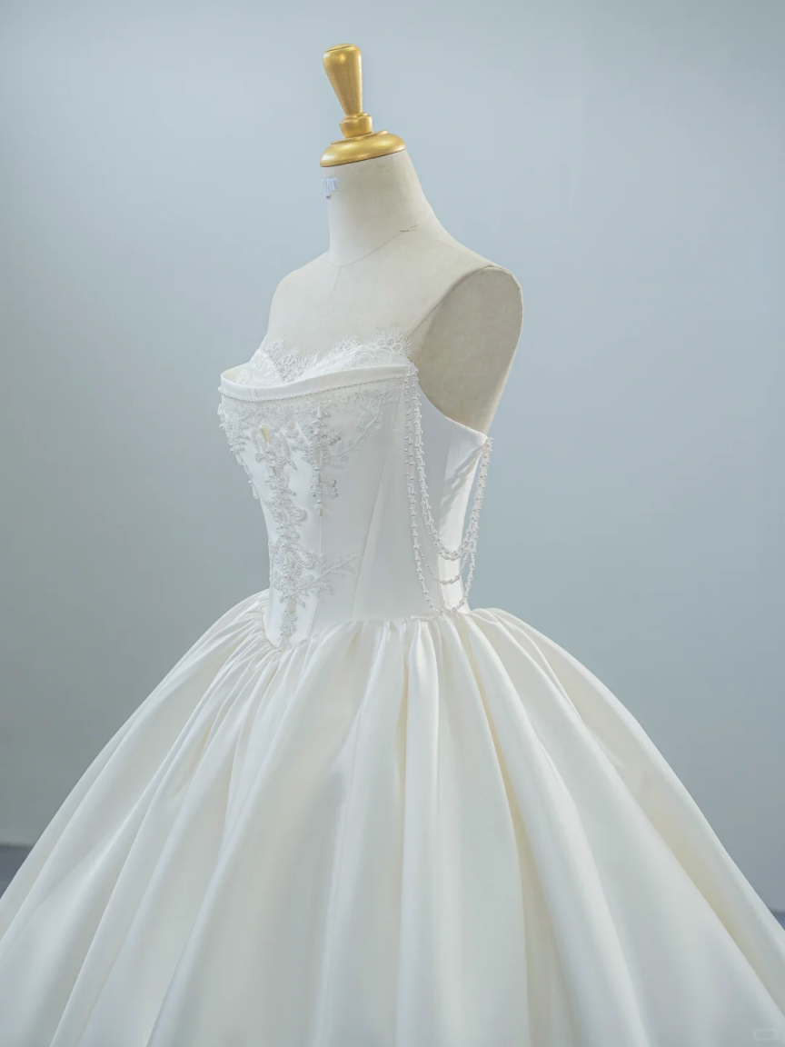 Girlhomeshops - Robe de bal de mariage élégante en satin blanc et tulle gh5435