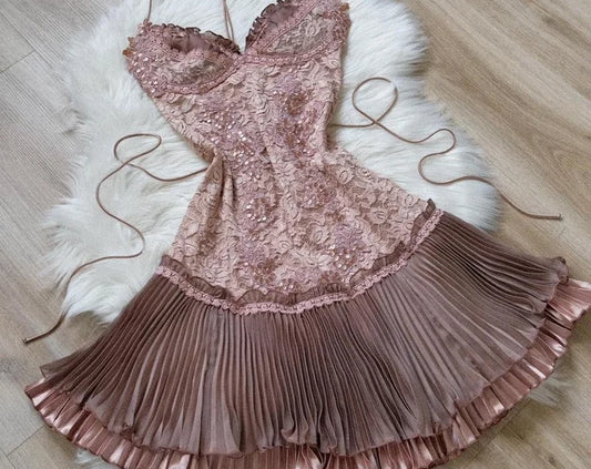 Vintage Exquisite Lace Homecoming Dress Short Evening Dress Birthday Party Dress Prom Dress gh6855