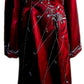 Robe de soirée longue en satin bordeaux magnifique et élégante, style vintage, avec perles, châle assorti, gh3427