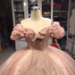 Champagne pink sweet shiny gorgeous elegant long ball gown evening dress princess adult ceremony ball gown gh3115