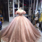 Champagne pink sweet shiny gorgeous elegant long ball gown evening dress princess adult ceremony ball gown gh3115