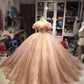 Champagne pink sweet shiny gorgeous elegant long ball gown evening dress princess adult ceremony ball gown gh3115