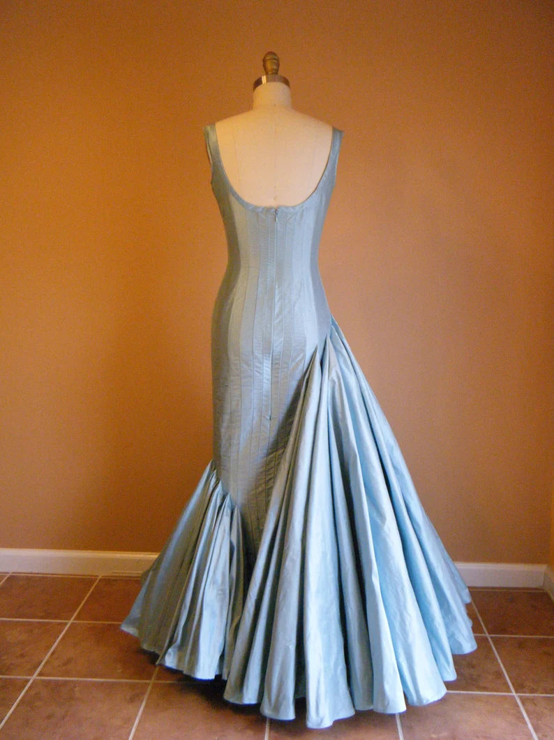 Robe de soirée longue élégante en satin bleu/rouge à la mode gh3417