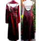 Robe de soirée longue en satin bordeaux magnifique et élégante, style vintage, avec perles, châle assorti, gh3427