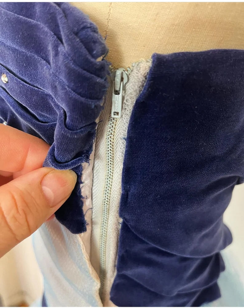 Blue cute sweet delicate beaded spaghetti straps long tulle prom dress evening dress party dress homecoming dress gh3488