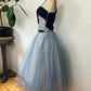 Blue cute sweet delicate beaded spaghetti straps long tulle prom dress evening dress party dress homecoming dress gh3488