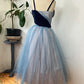 Blue cute sweet delicate beaded spaghetti straps long tulle prom dress evening dress party dress homecoming dress gh3488