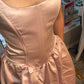 Robe de soirée longue en satin rose clair, style rétro, élégante, col carré, coupe trapèze, robe de princesse, robe de bal, robe de soirée gh3554