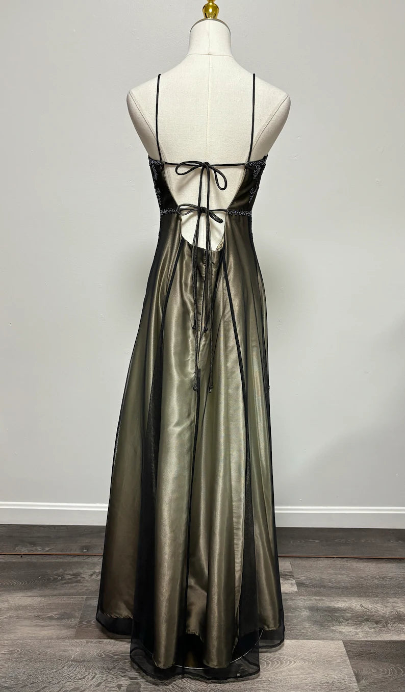 Wunderschönes Vintage Ombre Perlen langes Tüll Satin Ballkleid Abendkleid Partykleid gh3429